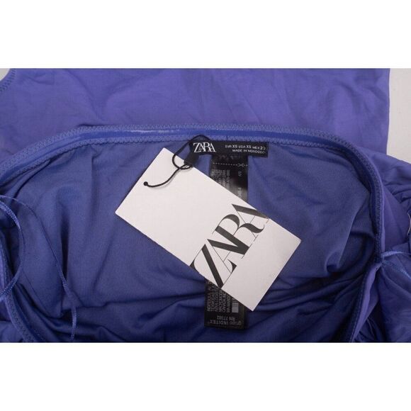 Zara Womens Swim Bathing Suit One Piece Ruffle Purple XS X-Small 2856/046 NWOT - Picture 6 of 6